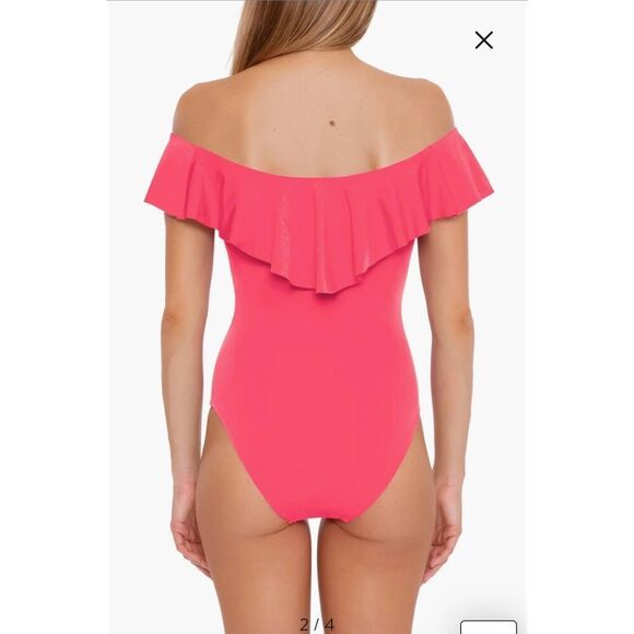 Trina Turk Monaco Off the Shoulder Ruffle One Piece Swimsuit - Picture 3 of 5